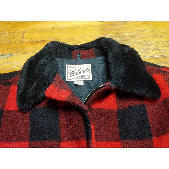 Woolrich Women's Buffalo Plaid Mid Length Winter Coat Size Small Wool Quilted - Picture 6 of 13